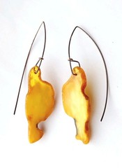 MODERN BALTIC Egg Yolk MINIMALIST FREE-FORM AMBER EARRINGS Sterling Silver Wire