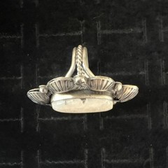 Native White Buffalo Ring 925 Sterling Silver Signed Oval shaped Size 10