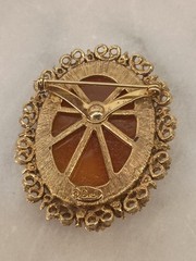 Vintage 1960s -1980s Signed BJ Faux Cameo Brooch Pin Costume Jewelry.