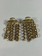Vintage Gold Tone Multi Chain Swirl Dangle Drop Earrings Post Back