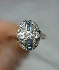 3.50 Ct Diamond & Sapphire Art Deco Antique Vintage Engagement Ring 925 Silver