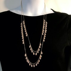 Avon Necklace Pink Long Faceted Teardrop Beaded Dangle 2 Strands