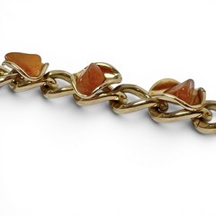 Chunky Natural Stone Bracelet Gold Tone Retro Chic Nuggets Earthy Orange Brown
