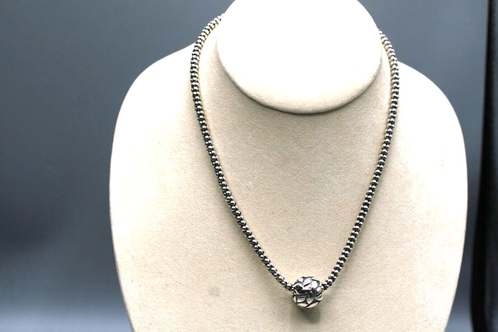 RARE SILPADA STERLING SILVER HEAVY ORNATE BALL SLIDE SNAKE CHAIN NECKLACE S5