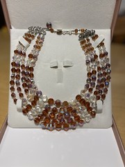 Vintage * Signed HOBE’ * Brilliant Austrian A B CRYSTAL * 5-Strand Necklace