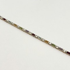 Ross Simons 925 Sterling Silver Gold Vermeil Genuine Multi Gemstone Bracelet 7.5