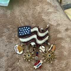 Lunch at the Ritz Brooch LatR2Go American Flag Apple Pie Baseball Pendant USA