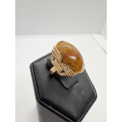 Vintage Gold-Filled Wire Wrapped Agate Ring Size 3.25 Handmade Artisan Setting