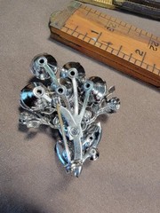 Vintage Blue Smoky Gray Silver Tone Rhinestone Brooch AB