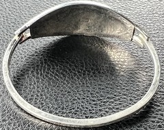Vintage Silver Cuff Bracelet Alpaca Mexico Pink Floral Hinged Inlay