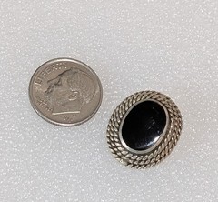 Vintage 925 Sterling Silver Genuine Black Onyx 20mm Earrings Signed A 5.5 Grams