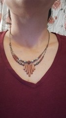 Vtg Southwest Silver Beads W Goldstone Fringe Design Necklace And Bracelet Set