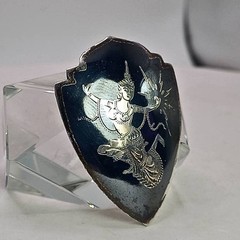 Rare Vintage Niello Brooch Pin Siam Sterling Silver Goddess Mekkala Thailand