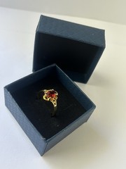 Vintage Red Cubic Zirconia Ring Gold Plated Womens Size 9.5