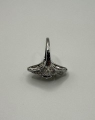 Antique Art Deco Edwardian Platinum & Diamond Ring – Filigree Old European Cut
