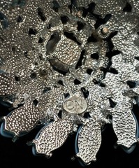 Vtg Glamorous Large High Domed Multilayered Silver Tone Acrylic Cabochon Brooch