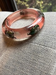Clear Soft Pink Vtg Beetle Bracelet Translucent Resin,,1960s, NOS(#5)