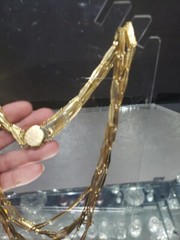 Multi chain links 6 layer Bib Necklace, c.1970-80s gold tone metal vintage