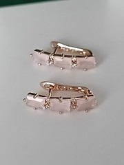 Vintage 1990-s 14 Ct Rolled Gold Pink Topaz Zircons Earrings-Hallmarked 585 RG