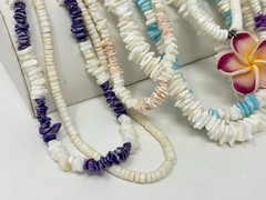 Vintage Y2K 90s Puka Shell Heishi Necklace Bracelet Lot 10 Surfer Hawaiian Beach