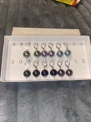 Vtg Various Colors Faux Pearl Dangle Earrings