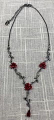Vintage Gothic Jewelry Y2K Roses Choker Red Beaded Lot of 3 Necklaces & Earrings