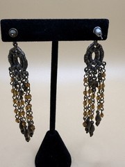 Vintage Rhinestone Bohemian Dangle Chandelier 3.5 Inches Pierced Earrings