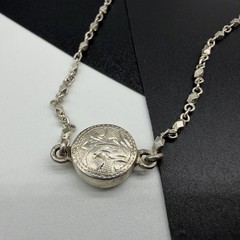 Vintage Sterling Silver Floral Engraved Station Link Chain 56″ Necklace 29.3g