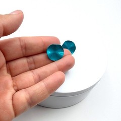 Vintage VTG Blue Turquoise Glossy Wavy Pattern Irregular-Shaped Stud Abstract