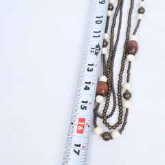 VTG Boho Ethnic Tribal Long Wood Beaded Necklaces (6) Earth Tones