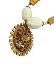 Miriam Haskell SIGNED faux gold and ivory necklace