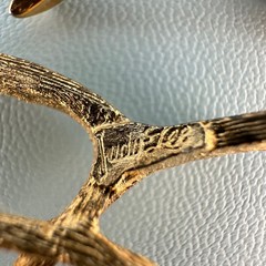 Vintage Designer Brooch Lot Gold Tone Textured Brushed Leaf Wishbone Signed