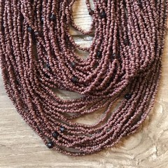Vintage Tribal￼ Brown Naga Bead Necklace, India Quarter Coin Closure