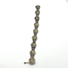 VTG Russian Bracelet Sz 6.75 Multi-strand Foxtail Chains & Oval Niello Panel 925