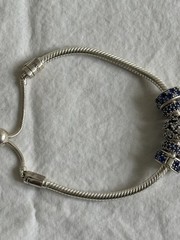 Authentic Pandora Disney Parks Moments Sliding Bracelet Silver Blue Pave Charms