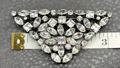 Vintage Art Deco Era Fabulous Old Clear Rhinestone Paste Brooch Pin Pendant
