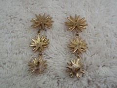 Goldtone Rhinestone Starburst Pierced Earrings (C6)