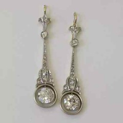 Art Deco Style 3CT Lab Created Diamond 14k White Gold FN Drop Dangle Earrings