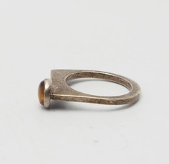 Fun OOAK sterling silver tiger eye square geometry ring size 6.75