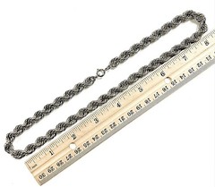 VINTAGE SILVER PLATED LIGHTWEIGHT ROPE 8mm. THICK CHAIN 18 INCH NECKLACE 3211