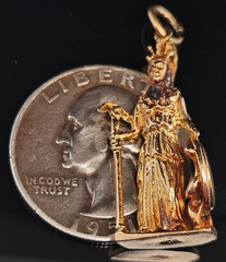18K Gold ATHENA GODDESS Charm Pendant Ancient Greek Mythology Aegis Owl