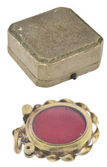 Antique 14Kt Gold – Solid Silver – Natural Pearls – Ruby Locket Pendant