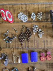 Vtg Retro Costume Lot Of 50 Earrings Clip On Earwire Push Backs