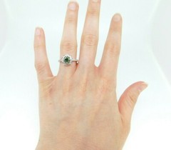 18k White Gold Sea Green Genuine Natural Tourmaline and Diamond Ring (#J5043)