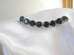 Sterling Silver 925 Natural 50tcw Black Spinel Tennis Bracelet 8″