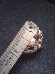 Western Germany pearl & pink rhinestone silver-toned floral ring. SZ 5.75