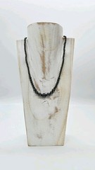Hematite Beaded Graduated Necklace Black Ball Vintage Couture Silver tone 17.5″
