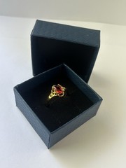 Vintage Red Cubic Zirconia Ring Gold Plated Womens Size 9.5