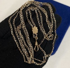 Seed Pearl Gold filled Fob Nouveau Slide Necklace Vtg 24-52” Gf victorian 7.6g