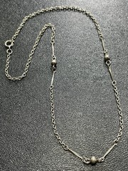 Vintage 15” Silver Tone Ball Beaded Chain Choker Necklace